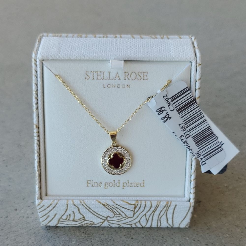 Stella Rose London Gold Plated Red Pendant Necklace NWT